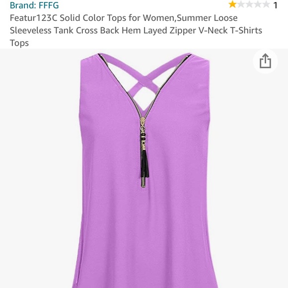 Purple tank top. BRAND NEW.  NEVER WORN. Size small.  Crisscross back. - Picture 3 of 7